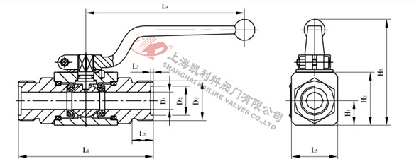 YJZQ高壓液壓球閥外螺紋外形結構圖
